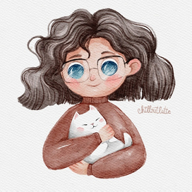 Портрет девочки с котиком