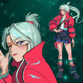 дизайн персонажки в жизнерадостной куртке