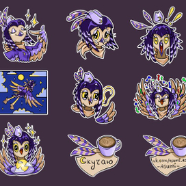 Стикеры с совой-стюардессой