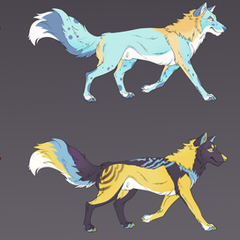 цветные скетчи собак