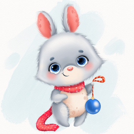 Кролик и новогодний шар 