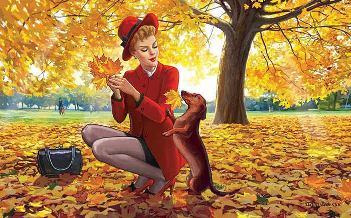 Октябрь. Девушки и собачки.
