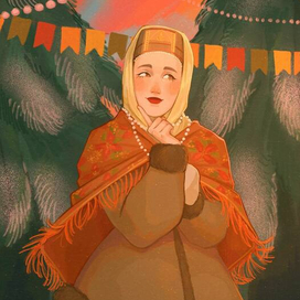 Зимняя иллюстрация в русском стиле 