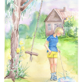 Качели. Иллюстрация к сказкам Юлии Чернухиной "Волшебные витражи"