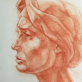 Женский портрет мягким материалом