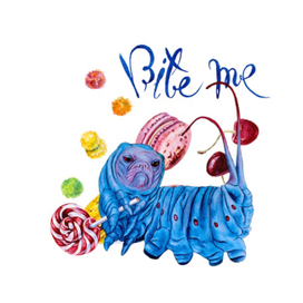 Синяя гусеница с леденцом