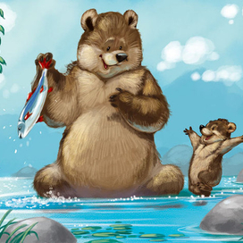 папа и сын на рыбалке