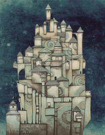 Город в горах. Ночь