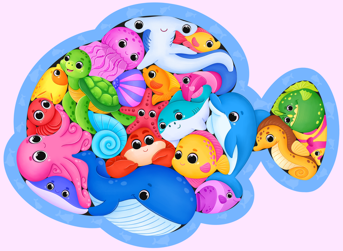 Детские деревянные пазлы «Морские животные»