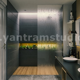 Темный стилист вдохновение ванная комната 3d рендеринг интерьера идеи от архитектурной визуализации Studio
