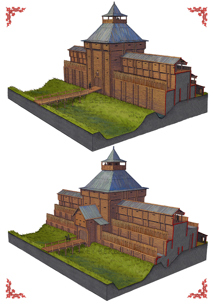 Развитие оборонительной стены у Исадских ворот Старой Рязани.