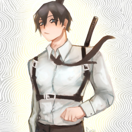 Фанарт Аки из "Человек бензопила"