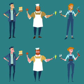 Разработка персонажей. Вектор.