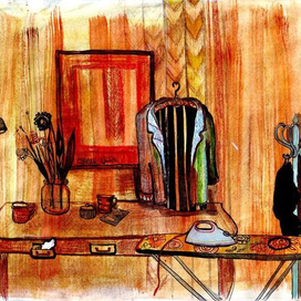 Комната, где имеются сухие цветы