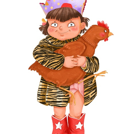 Девочка с курой