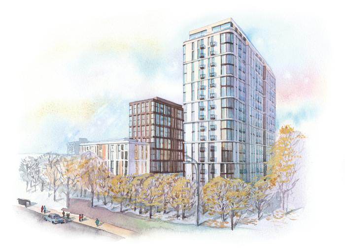 Воробьев дом. Москва. Иллюстрация для календаря