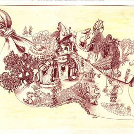 Сказочный городок на платке.