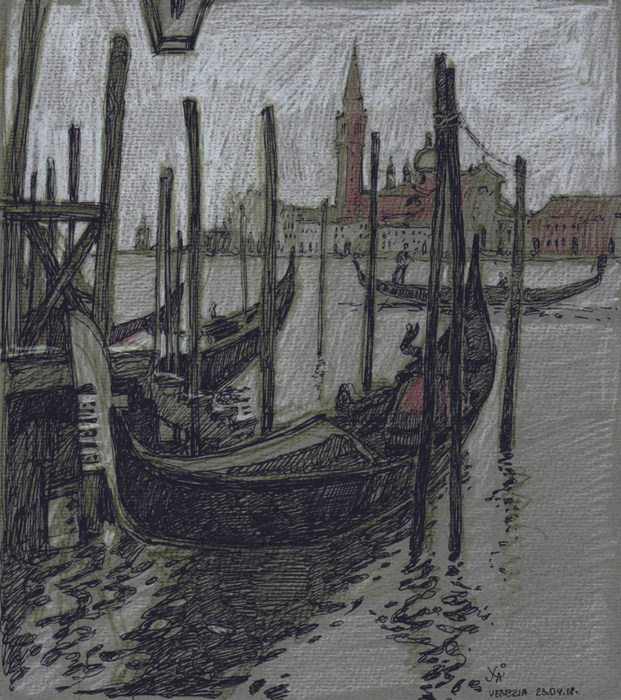 Венеция. Гондолы у площади св.Марка