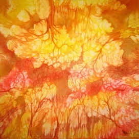 "Весна в янтаре" батик шелк/хлопок 85х85