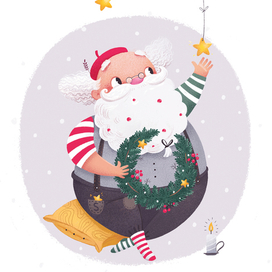 Санта готовится к Рождеству.