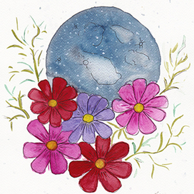 moon and flowers