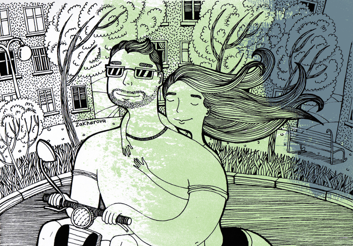 на мопэде)))