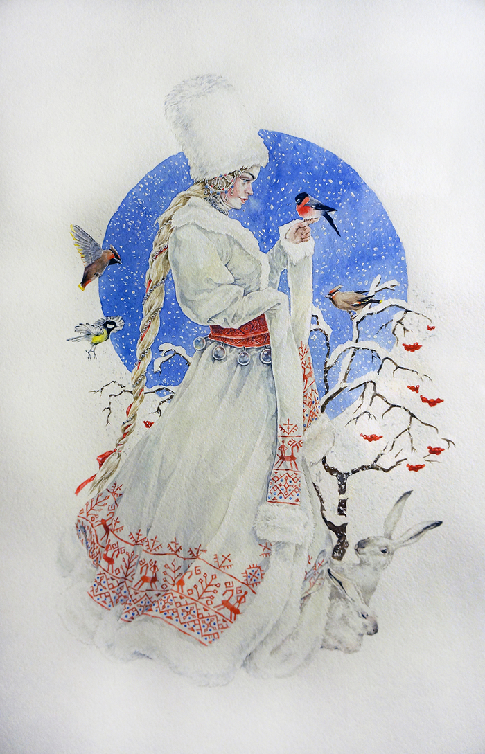 "Снегурочка" Максим Леонтьев 2011 год, Бумага, Акварель
