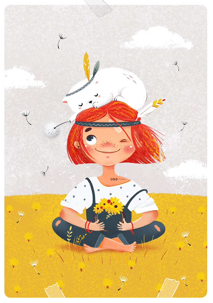 Девочка и кот.