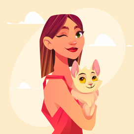 Книжный персонаж "Девушка с котом"
