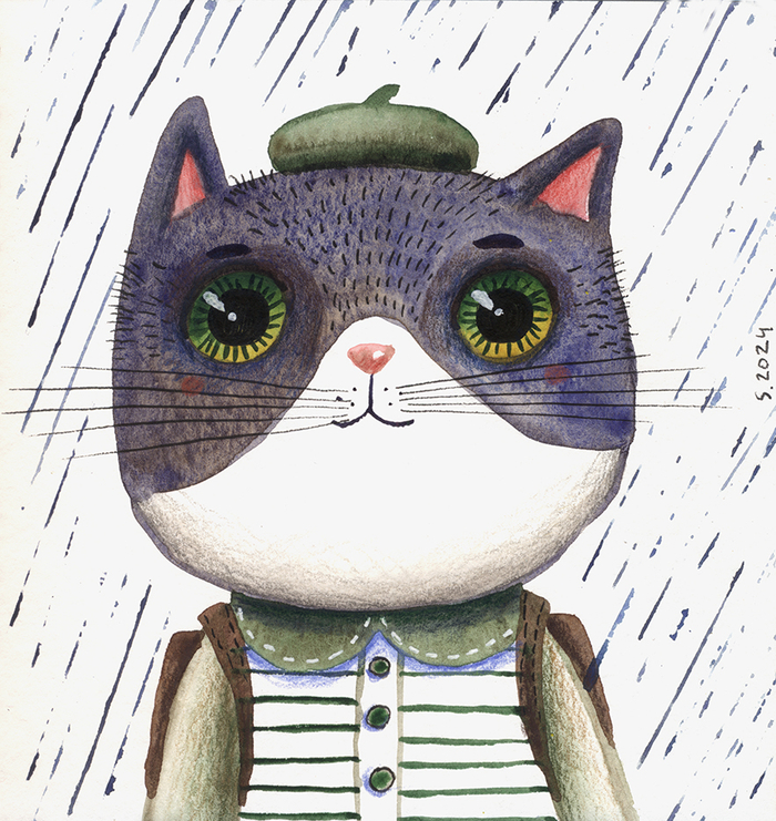 Кот под дождем