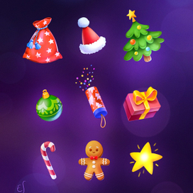 Иконки новогодние, элементы