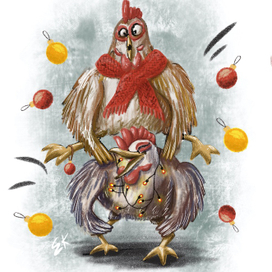 Новогодние весёлые куры