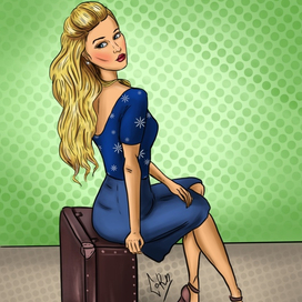 девушка на чемодане