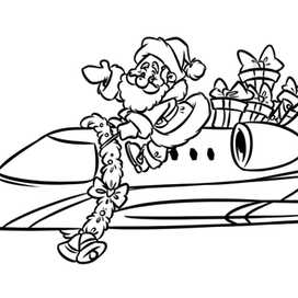 Санта Клаус и самолет Private Jet
