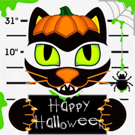 дизайн иллюстрации Happy Halloween from Cheshire cat