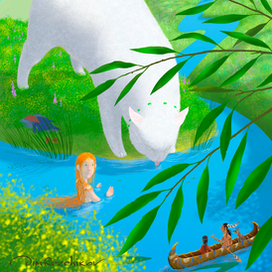 Лето ))) ( картинка из серии "про Девочку и Большую белую кошку" )