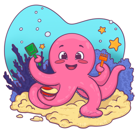 Детская иллюстрация осьминог