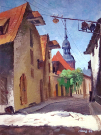 ,,Улочка в Старой Риге,,Этюд