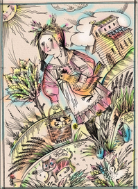 девочка с цыплятами