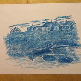 Скетч деревенского пейзажа.