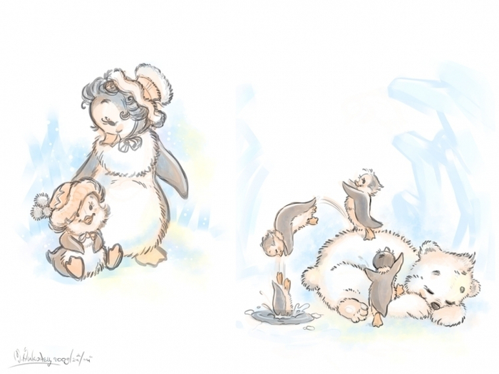 Мама с дочкой. Мишка и озорники