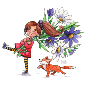 Иллюстрация к открытке. С поздравлениями к маме!