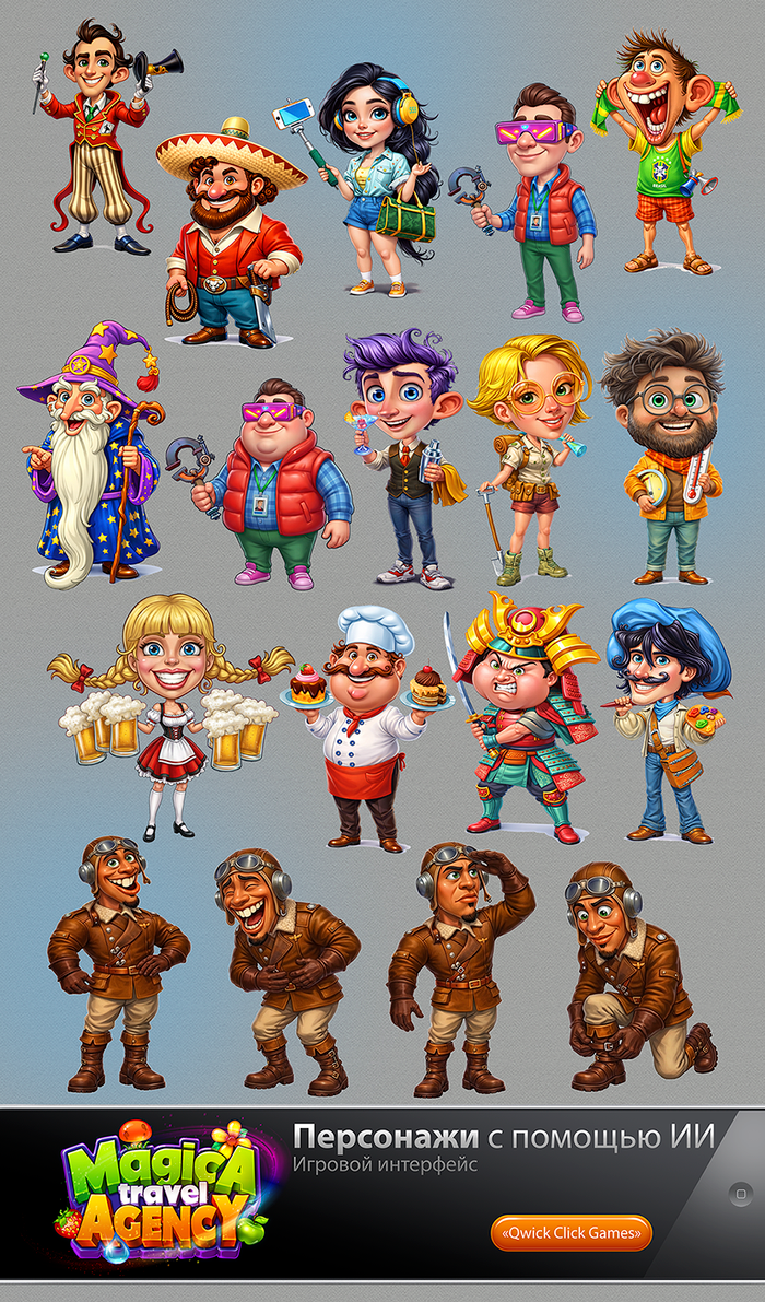 ПЕРСОНАЖИ4. Игровой арт для мобильной игры Magica Travel Agency (Match-3)