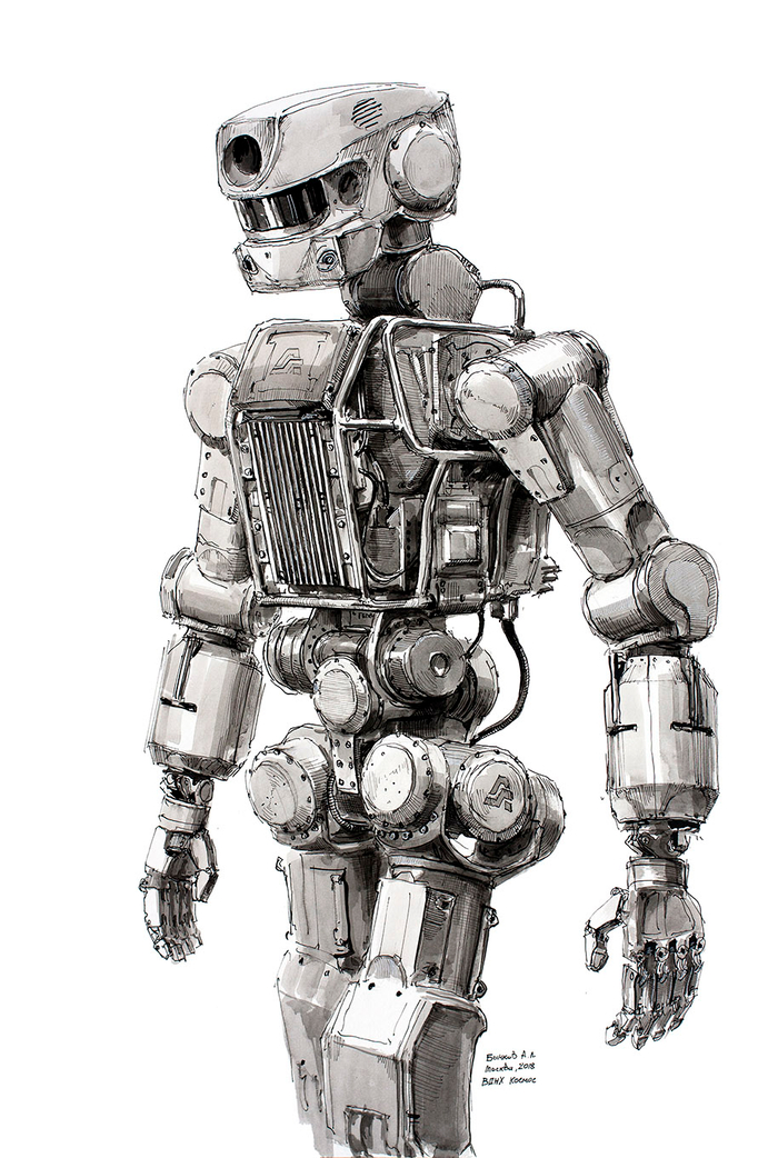 Робот Фёдор, натурная зарисовка