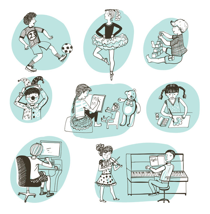 Дети и их занятия.