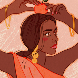 девушка с апельсином