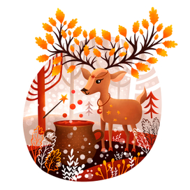 Марафон "Тайны магического леса" - Олень зельевар с волшебной палочкой