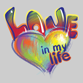 Сердце цветными мелками и карандашами