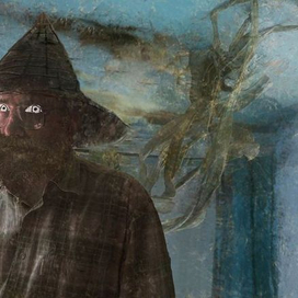 Автопортрет с накладной бородой и белыми глазами