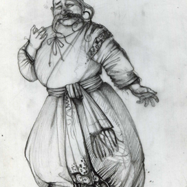  Sketch illustration to Nikolai Gogol novel "The Night Before Christmas." 